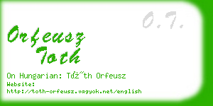 orfeusz toth business card